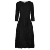 Alquema 3/4 Sleeve Smash Pocket Dress in Black, cinched waist midi dress with front pockets