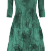 Alquema 3/4 Sleeve Smash Pocket Dress in Emerald Moon, cinched waist midi dress with front pockets