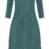 Alquema 3/4 Sleeve Smash Pocket Dress in Peacock Scroll, cinched waist midi dress with front pockets