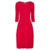 Alquema 3/4 Sleeve Smash Pocket Dress in Raspberry, cinched waist midi dress with front pockets