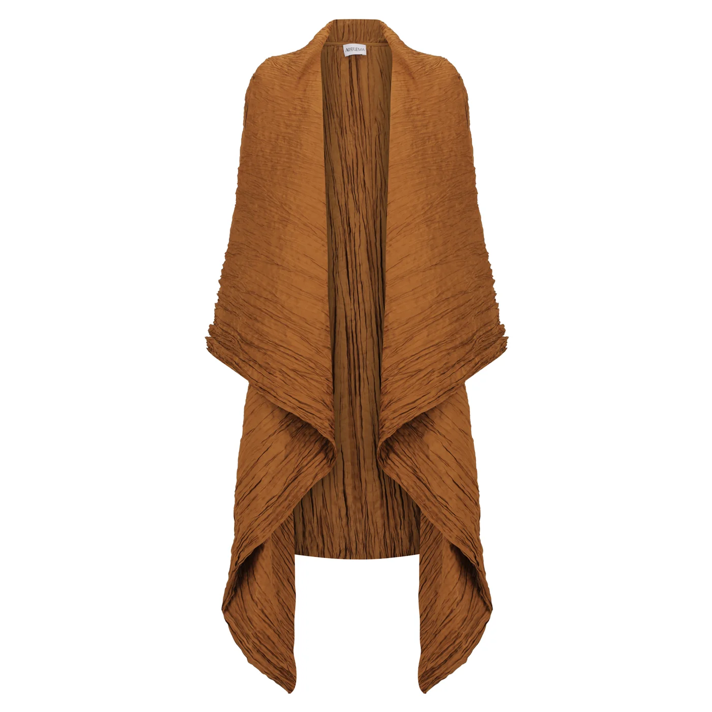 Alquema Havana-Coat-GOLD Alquema Havana Coat in Gold, satin layering piece with waterfall collar