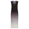 Alquema Havana Dress in Onyx to Snow, sleeveless pleated satin midi dress