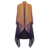 Alquema Long Collare Coat in Honey Gold, chiffon layering piece with waterfall collar