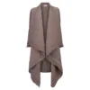 Alquema Havana Coat in Lilac Marble, satin layering piece with waterfall collar