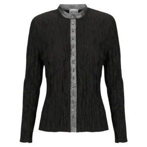 Alquema Havana Shirt in Black, slim fit long sleeve pleated shirt