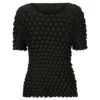 Alquema Bubble Tee in Black, textured top with circular pleated bubble detail