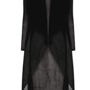 Alquema Short Collare Coat in Black, lightweight pleated chiffon layering piece