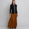 Alquema Havana Skirt in Gold, floor length metallic satin skirt
