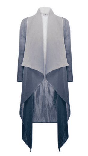 Alquema Short Collare Coat in Marshmallow Indigo, lightweight pleated chiffon layering piece