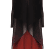 Alquema Long Collare Coat in Cherry Ombre, chiffon layering piece with waterfall collar