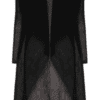 Alquema Long Collare Coat in Black, chiffon layering piece with waterfall collar
